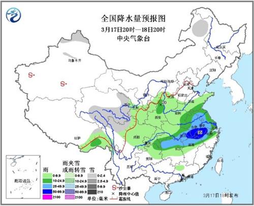 江淮江漢局地有暴雨 華北陜西等地有中度霾